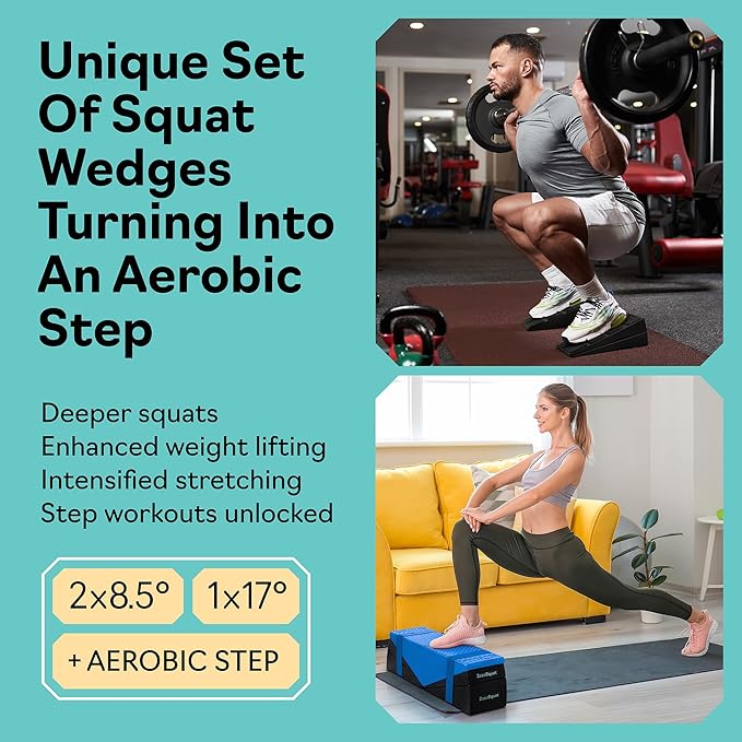 Squat Wedge - Squat Wedge Block 960 LBS Capacity - Slant Board for Calf Stretching with 5 Adjustable Angles - Calf Stretcher Slant Board - Yoga Blocks - EPP Material for Ankle Mobility & Physical Therapy