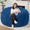 Homguava 5 FT Bean Bag Chair,5' Big Bean Bag,Giant Bean Bag Chairs for Adults with Memory Foam Filled,Comfy Large Beanbag Chairs Soft Bean Bag Sofa with Dutch Corded Plush Cover-Blue