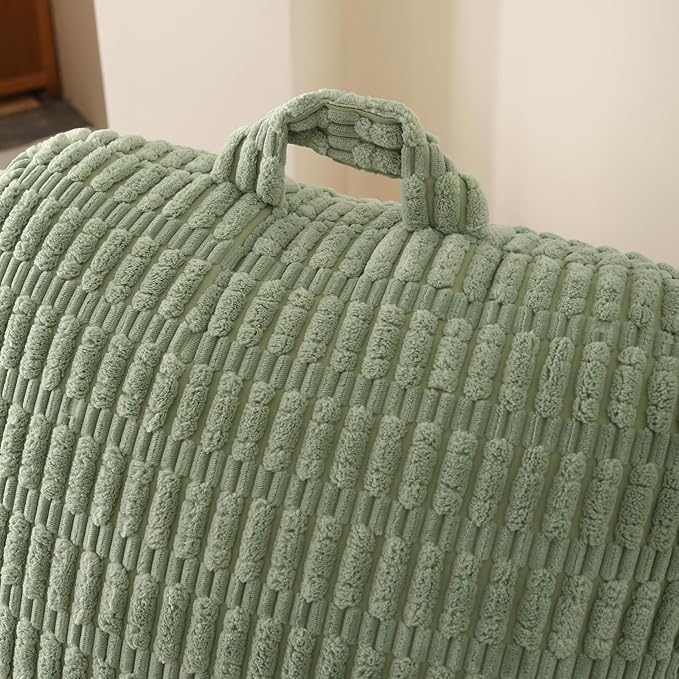 PAJEO Reading Pillow for Sitting in Bed, Large Backrest Reading Pillow with Arm Rest,Back-Rest Support Cushion for Sit Up on Couch, Sofa, and Floor, Dorm Essentials (Green Corduroy, Large(19"))