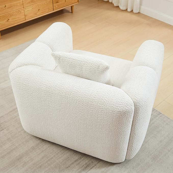 VANOMi Living Room Furniture Sets Include 95" Sofa & 42" Armchairs, Boucle Upholstered Oversized Couch with Pillows, Living Room Furniture Set for Bedroom Apartment (White, 2 Sofas+1 Chair)