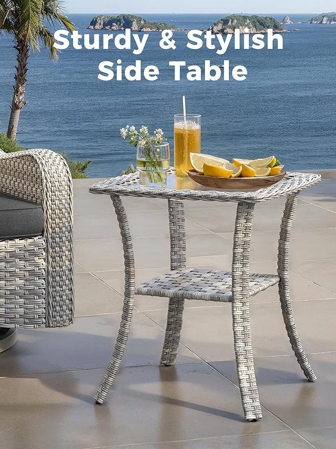 16 Piece Outdoor Wicker Rattan Sectional Sofa Set with Swivel Chairs & Fire Pit Table, 12-Seats with 4" Thickened Cushions & Coffee Table, All-Weather PE Rattan for Garden, Backyard, Porch, Black