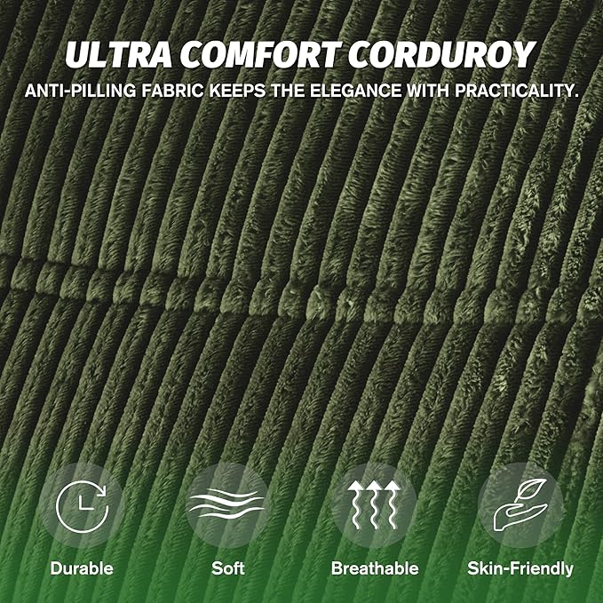 Bean Bag Chair,Giant Beanbag Chairs for Adults,Comfy Large Fireside Chair Lazy Sofa,Corduroy Bean Bag Lounger with Memory Foam Filled,Floor Sofa Couch for Home,Dorm,Living Room (Green)