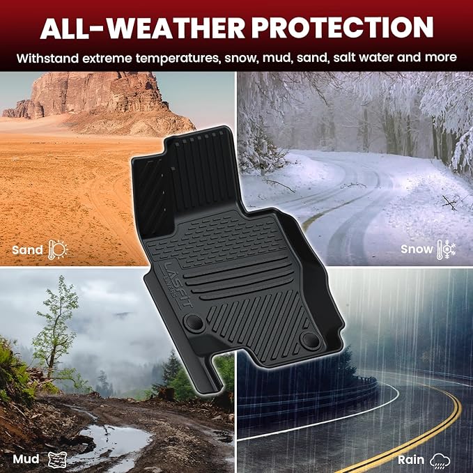 LASFIT Floor Mats & Cargo Mat with Seatback for Mercedes Benz GLS 2020-2026, All Weather TPE Floor Liners Custom Fit GLS 2020-2026 Car Mats, 3 Rows & Cargo Liner with Backrest