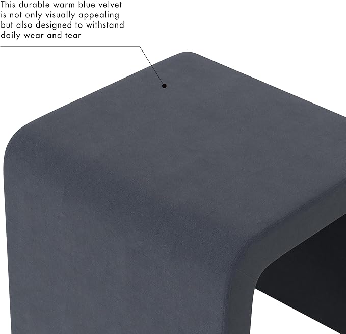 HomePop Modern Arch Velvet Ottoman|Homepop Home Décor|Ottoman for Living Room & Bedroom - Steel Blue Velvet