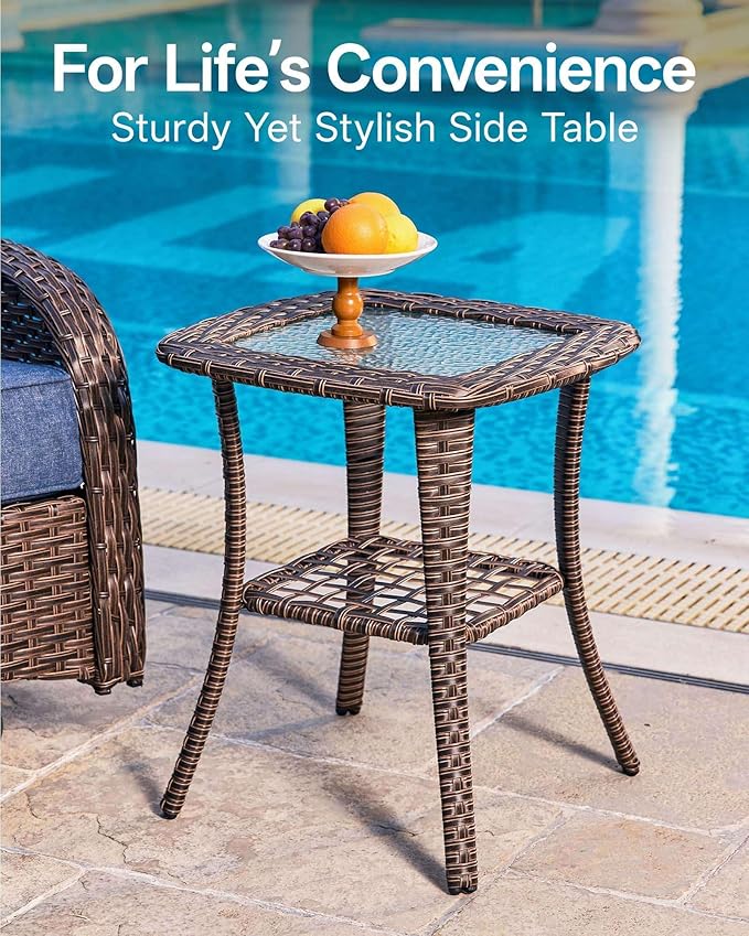 3-Piece Patio Furniture Set with 6-Inch Thick Cushions, High Back Outdoor Swivel Rocker Chairs and Table, All-Weather Conversation Set for Porch, Deck, Balcony, Yard in Blue