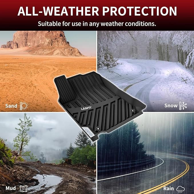 LASFIT Floor Mats for Toyota Camry 2017 2016 2015 LE/SE/XLE/XSE/Hybrid, Custom Fit TPE All Weather Floor Liners for Camry 2015-2017 1st & 2nd Row Car Mats, Black