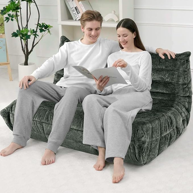 HABUTWAY Bean Bag Chair, Giant Bean Bag Chairs for Adults, 3 Seater Fireside Chair, Lazy Large Floor Bean Bag Sofa for Living Room, Bedroom, Dorm, Office (Green)