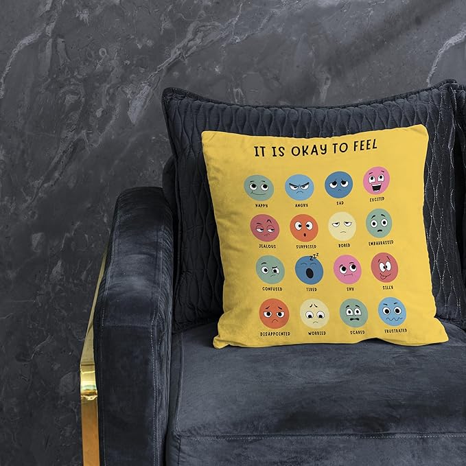 Calming Corner pillow coers Counseling Office Must Haves Throw Pillow Cover, Mental Health Pillowcase Decor for Home Kids,Mental Health Counselor Gifts, Calming Corner Pillow Covers 18x18 yellow