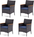 MFSTUDIO Outdoor Wicker Chairs Set of 4, Patio Rattan Dining Chair Set of 4 with Cushions, Wide Outdoor Dining Chairs for Outside Table, Porch
