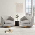 Swivel Barrel Chair, Modern Round PU Leather Accent Armchair for Living Room, Bedroom, Oversized Comfy Club Reading Chairs for Adults (Fabric Khaki, Set of 2)