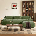 SoarFlash 117" Modern L-Shaped Modular Sectional Sofa for Living Room, Corduroy Upholstery Oversized 3-Seater Couch with Deep Seat and Movable Ottoman-No Assembly, Green