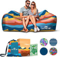 Chillbo Lazybone Inflatable Couch - Ultimate Inflatable Lounger for Maximum Chill - The Perfect Blow Up Couch for Music Festivals Or Inflatable Lounger for Camping - Desert Daydream