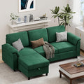 Vongrasig 79" Convertible Sectional Couch Sofa with Storage Ottoman, 3 Seat L Shaped Couch with Side Storage Pockage, Small Couches for Living Room, Apartment and Small Space (Green)