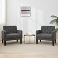 TYBOATLE Accent Chairs Set of 2, Mid Century Modern Upholstered Tufted Living Room Chair for Bedroom, Armchair for Waiting Room, Reading Chair for Office, Grey