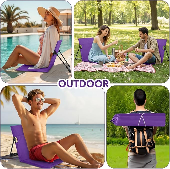 Jetec Foldable Floor Backrest Chair Portable Camping Chair with Storage Bag Light Weight Lazy Seat for Indoor Outdoor Bed Ground Park Lawn Concerts Beach Hiking