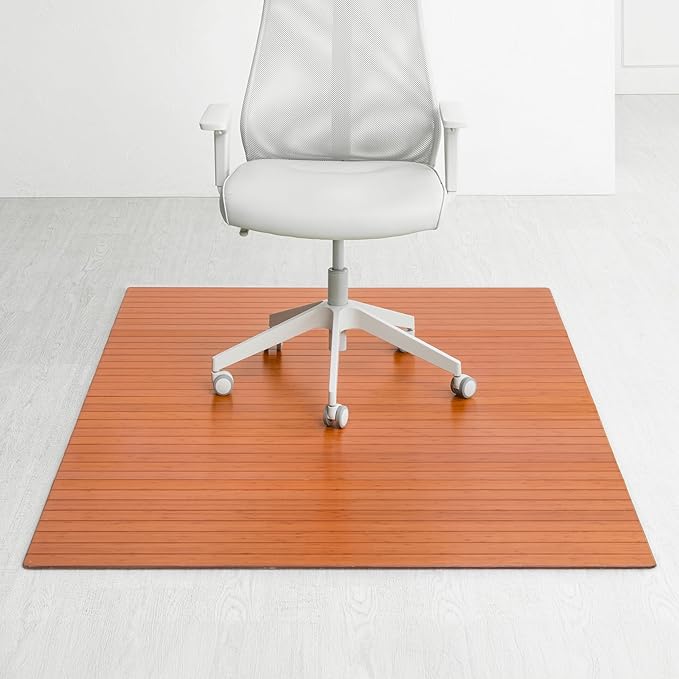 Anji Mountain Office Chairmat Thickest & Sturdy Bamboo Chairmats Highly Premium Quality Anti-Slip Heavy Duty for Multi-Purpose Hardwood Floor Office & Home Floor Protector Office Chair mat-5mm Thick