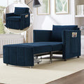 Merax Convertible Chair Bed with a Storage Basket, 3-in-1 Pull Out Sleeper Couch with 5-Position Adjustable Backrest, Linen Folding Sofa Bed for Living Room, Apartment Blue