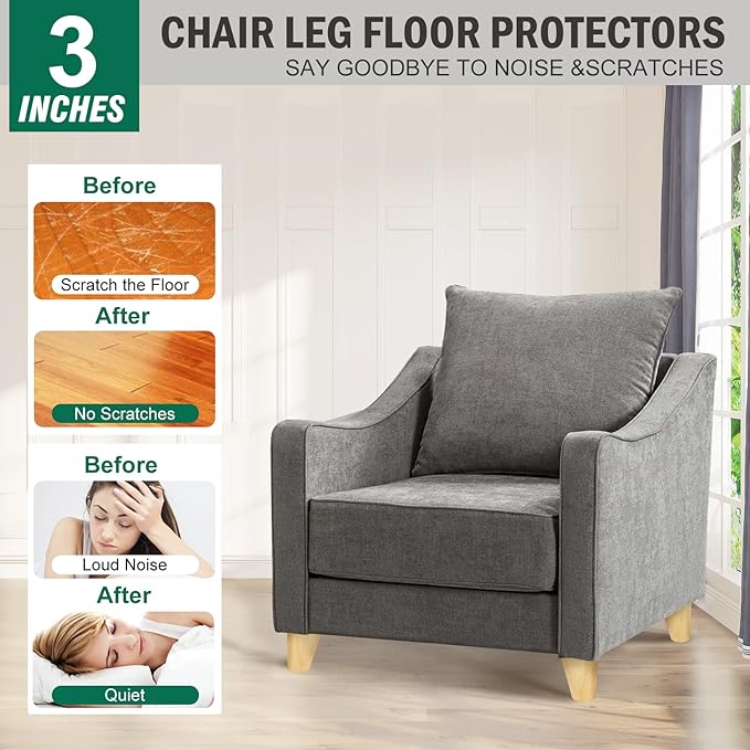 FoDau770 Rubber Wood Furniture Legs 3 Inches, Slant Tapered Wood Feet Mid Century Sofa Legs Set of 4, 5/16" UNC Furniture Feet Replacement Parts for Cabinet Couch Dresser Chair Ottoman Table