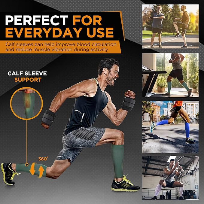 Doc Miller Compression Calf Sleeve for Men & Women – 20-30mmHg Graduated Support for Running, Shin Splints, Calf Strain – Knee High, Small to 6XL Plus Size