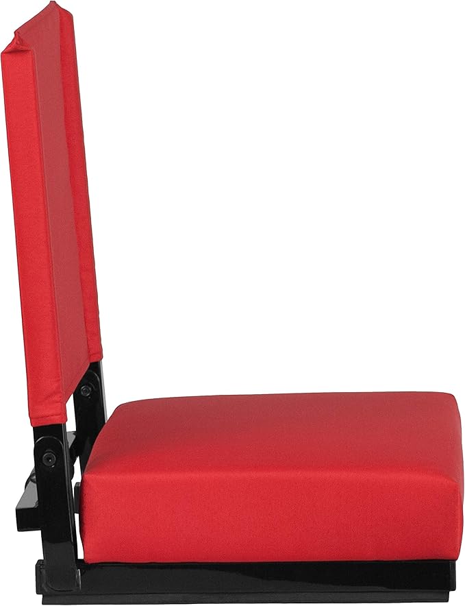 Flash Furniture Grandstand Portable Stadium Seats for Bleachers or Benches, Folding Padded Stadium Chairs with Handle, Pack of 2, 500 lb. Weight Capacity, Red