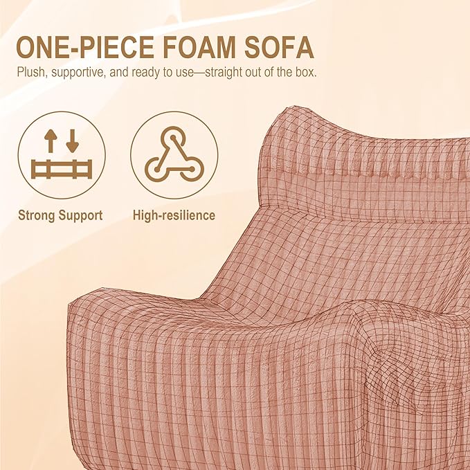 Bean Bag Chairs, Giant Bean Bag Chair for Adults, Memory Foam Lounge Chair, Comfy Lazy Floor Chair, Bean Bag Sofa for Living Room, Bedroom and Office, Single Bean Bag (Brown)