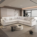 Modular Sectional Sofa,119inch V Shaped Down Filled Cloud Couch,5 Seater Convertible Sofa Living Room Set,Cover Washable and Replaceable Couches for Living Room,White