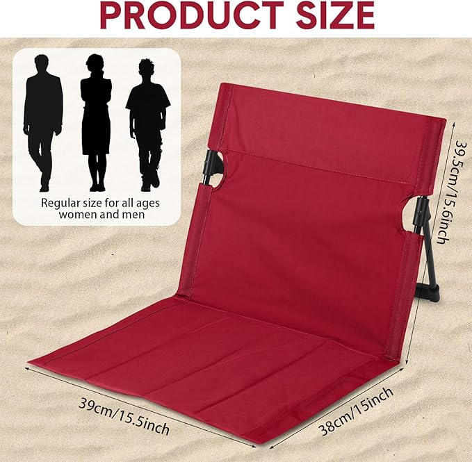 Jetec Foldable Floor Backrest Chair Portable Camping Chair with Storage Bag Light Weight Lazy Seat for Indoor Outdoor Bed Ground Park Lawn Concerts Beach Hiking