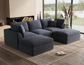 ohllob 110" Cloud Sectional Couches for Living Room, Boneless U Shaped Couch with Ottoman, 3 Seater Modular Sectional Sofa, Dark Grey