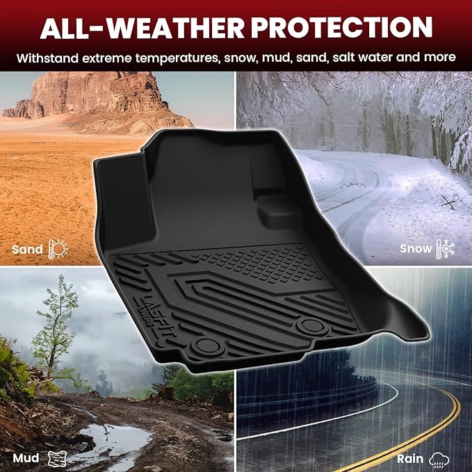LASFIT Floor Mats and Cargo Liner for Toyota RAV4 2006-2012 5 Seat All Weather TPE Custom Fit Floor Liners for Toyota RAV 4 1st & 2nd Row & Seat Back Mat & Trunk Mat Full Set Accessories, Black