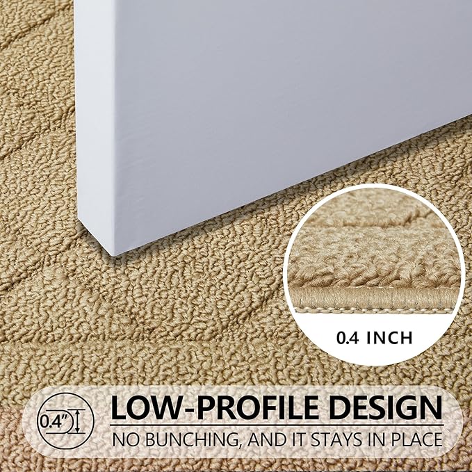 REFETONE Indoor Doormat, Front Back Door Mat 20"x32" Rubber Backing Non Slip Mats, Absorbent Washable Entrance Doormat for Entryway, Resist Dirt Low-Profile Inside Floor Mat for Muddy Shoes, Beige