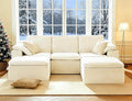 ANONER 108" Cloud Sectional Couches for Living Room, Modular U Shaped Boneless Couch with 2 Ottomans, Deep Seats Chenille Modern Sofa, No Assembly Cloud Couch, Convertible, Beige