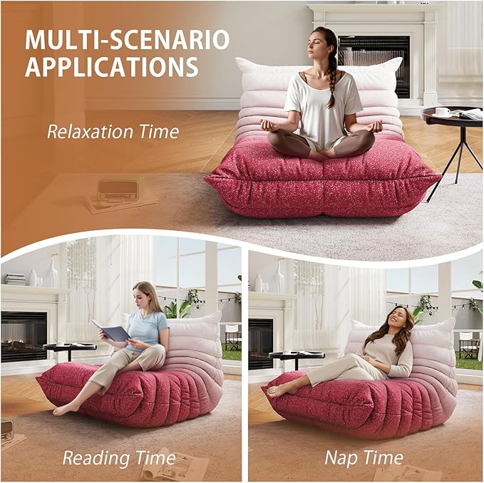 Selyteramy Oversized Bean Bag Chairs for Adults, Giant Beanbag Chair with Memory Foam, Comfy Lounge Chair Lazy Sofa for Apartment, Living Room, Bedroom, Office(Knit Fabric)