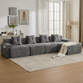 YAAREE 129.23”Modular Sectional Couch for Living Room, Modren L-Shape Cloud Sectional 4-Seater Sofa with Movable Ottoman, Woven Texture Upholstery Boneless Couch, No Assembly, Grey