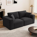 79" Modular Loveseat Cloud Couch, Memory Foam Boneless Double Sofa, Comfy Upholstered Corduroy Frameless Furniture, No Assembly Required Small Couch for Apartment, Living Room, Office, Black