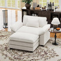 CDCASA 50'' Oversized Chair with Movable Ottoman, Velvet Comfy Cloud Sofa Accent Chairs w/Large Seat and Armrests, Modern Extra Wide Armchair Reading Chairs for Living Room, DIY Combination, Beige