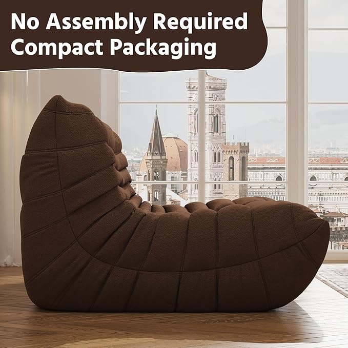 Bean Bag Chair, Fireside Chair, Large Bean Bag Chair for Adults, Bean Bag Chairs for Teens with High-Resilience Foam, Non-Slip Base Floor Lounge Sofa,Living Room (Coffee, Loveseat)