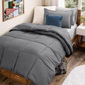 Bare Home Bed-in-A-Bag 5 Piece Comforter & Sheet Set - Twin - Goose Down Alternative - Ultra-Soft 1800 Premium Bedding Set (Twin, Grey/Light Grey)