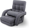 Adjustable Floor Chair for Adults with Back Suppor,5-Position Folding Lazy Sofa with Pillow, Gaming & Meditation Chair with Breathable Fabric - for Living Room, Bedroom, Office,Balcony (Grey)