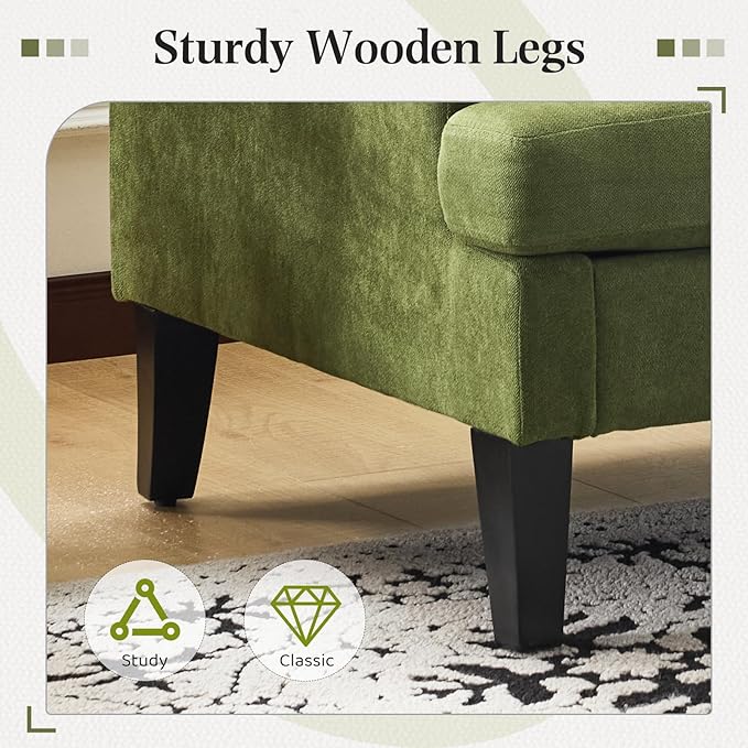 Bezseller Oversized Accent Chair, 33.5'' Wide Seat Comfy Armchair with 2 Pillows, Upholstered Big Reading Chair, Modern Single Sofa Chair for Living Room Bedroom Apartment Office, Green
