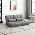 HOMCOM Convertible Floor Sofa Chair, Folding Couch Bed, Guest Chaise Lounge with 2 Pillows, Adjustable Backrest and Headrest, 51.25" L, Light Gray