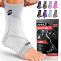 Sleeve Stars Ankle Brace for Women & Men, Ankle Wrap for Sprained Ankle, Compression Sleeve for Plantar Fasciitis Relief, Easy Customizable Support: w/Removable Strap (Single/M:10"-12"/White)