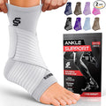 Sleeve Stars Ankle Brace for Women & Men, Ankle Wrap for Sprain, Compression Sleeve for Plantar Fasciitis Relief, Easy Customizable Support: w/ Removable Strap (Pair/M:10"-12"/White)
