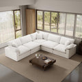 Forest aesthetics Cloud Modular Sectional Sofa,211.6" Down Filled Sofa 5 Seat with Chaise,Minimalist Sofa Cover Washable and Replaceable Couches for Living Room,Sectional Sofa Deep Seat White