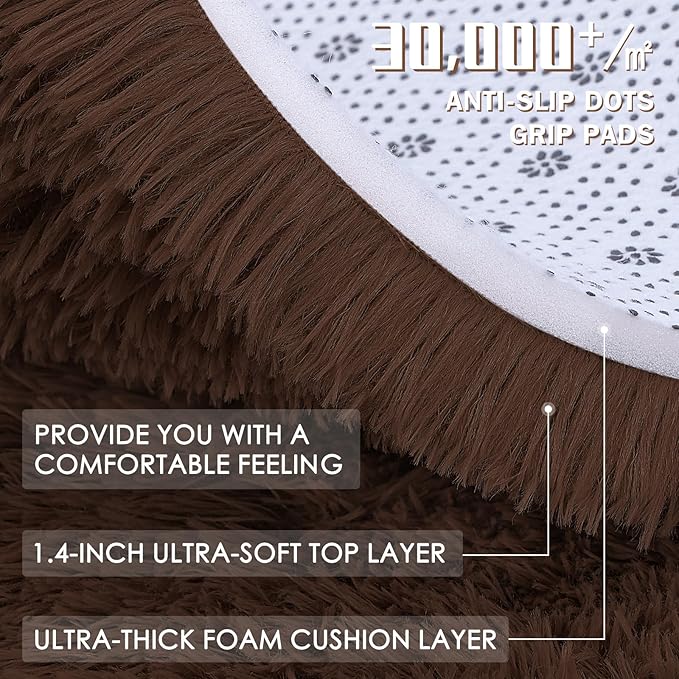 OLANLY 9x12 Machine Washable Large Area Rugs for Living Room, Bedroom, Soft Fluffy Shaggy Bedside Rug, Indoor Floor Carpet for Kids Girls and Boys, Dorms, Nursery, Home Decor Aesthetic, Coffee