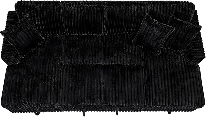 Olodumare 122'' Oversized Sleeper Sectional Sofa with Pull Out Bed for Living Room, U-Shaped Convertible Couch with Double Chaise Storage for Small Space, Plush Comfy Corduroy Fabric, Polar Black