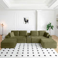 125” Oversized Modular Sectional Sofa, Deep Seat Corduroy Cloud Couch with Cup Holders, USB Ports & Storage Box, Sleeper Sofa Couch Boneless Couches for Living Room, No Assembly Required (Green)