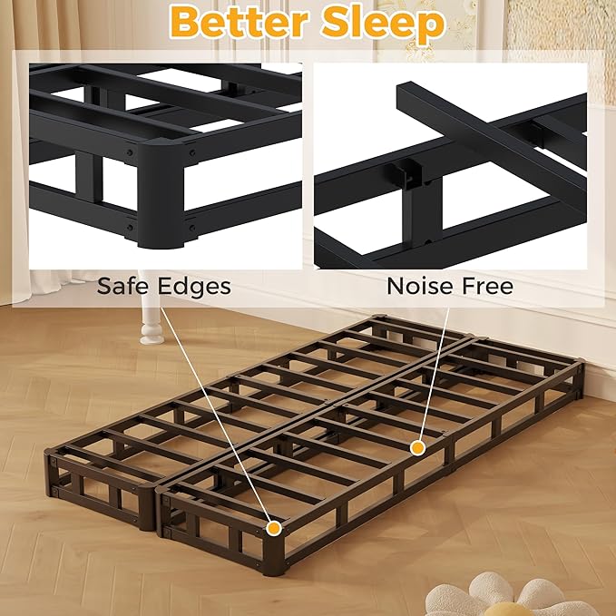 Maenizi Split Twin XL Box Spring 5 Inch, Easy Assembly Bed Foundation, Heavy Duty Low Profile XL Twin Box Spring with Fabric Cover, Noise Free
