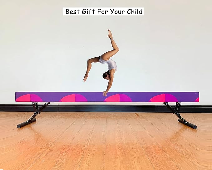 MARFULA Adjustable Balance Beam 8 ft Gymnastic Beam Adjustable Height for Kids and Teenage of All Gymnastic Levels, Gymnastic Training Beam Gymnastic Equipment for Athlete Home and Gym Club Use