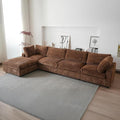 WJShome Cloud Modular Sectional Sofa,160" Oversized L Shaped Sofa Couch with Storage Ottoman,5 Seater Comfy Couch with Chaise Couches,Covers Washable&Replaceable (Brown)