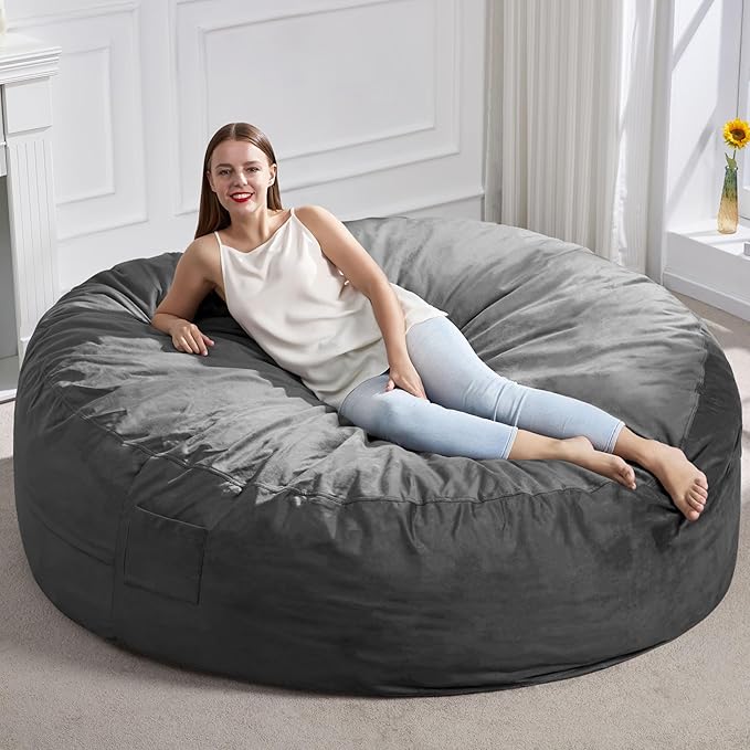 Hobestluk Bean Bag Chair 6Ft Giant Bean Bag Chairs for Adults Large Bean Chairs with Removable Cover,Big BeanBag Chairs for Living Room, Bedroom